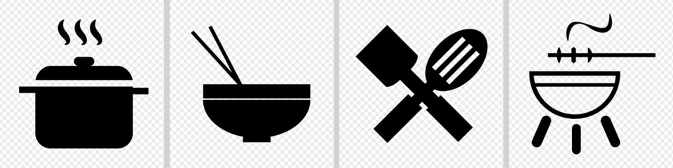 Set of kitchen elements icon vector illustration. Cooking solid icons set.