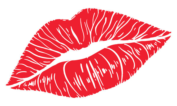 Vibrant Red Kissy Lips Vector Graphic Design for Romantic Communications