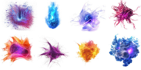 Collection of colorful abstract art on transparent background