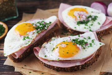 The Strammer Max sandwich, traditional dish in Germany Berlin and Saxon region