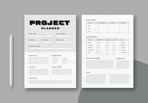 Project Planner Template Layout Design