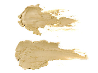 Set smeared clay modelling, smudge isolated on white, top view