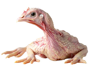 Raw plucked chicken whole bird isolated on transparent picture