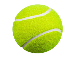  Clean New Tennis Ball with Bright Fuzz Texture, Front-Facing View, Isolated on White Background