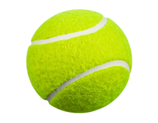  Clean New Tennis Ball with Bright Fuzz Texture, Front-Facing View, Isolated on White Background
