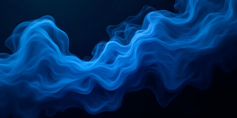 abstract blue color smokes soft smooth waves on the dark theme background