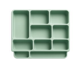 Expandable drawer organizer made from durable plastic, perfect for a child's room to keep art supplies tidy.