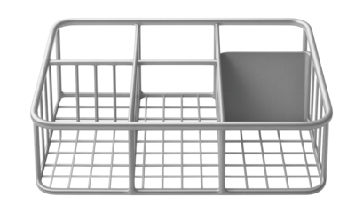 Wireframe drawer organizer with a lightweight structure, useful for a laundry room to separate clothespins and dryer sheets.