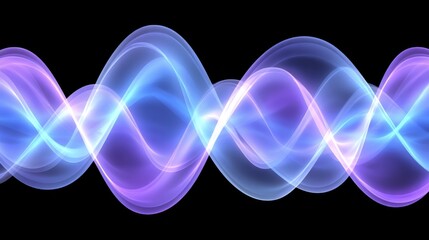 Colorful Sound Waves Oscillating in Vibrant Purple and Blue Tones Against a Black Background