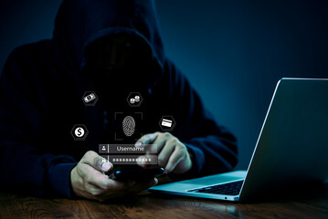 Hacking concept, personal data Finance, banking theft. Criminal accessing confidential information....