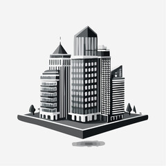 Fototapeta premium render of an real estate architectural model in clean geometry in black and white