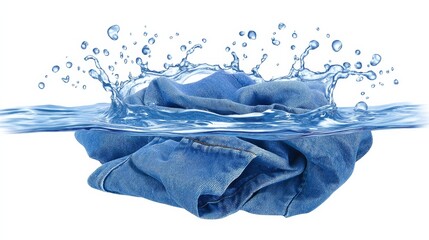 Floating Blue Denim Jeans Creating Splashes in Water with Dynamic Movement and Fluidity