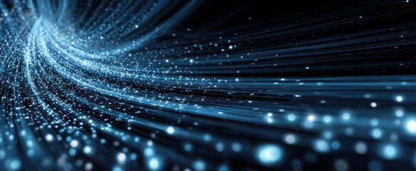 The Bright Blue Wave of Shimmering Lights and Digital Motion