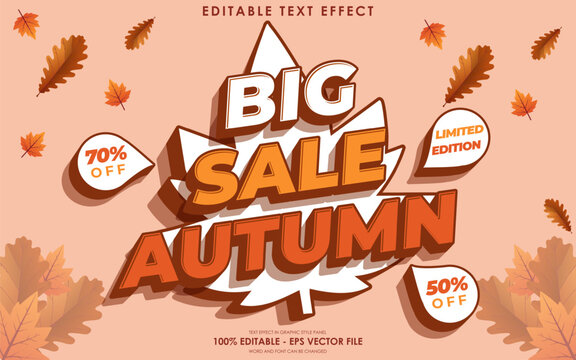 Editable Autumn sale 3D text effect
