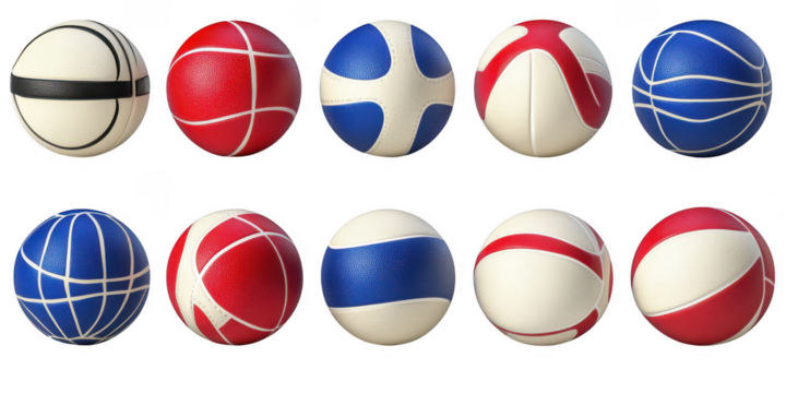 Ten colorful balls in a row view on transparent background - Powered by Adobe
