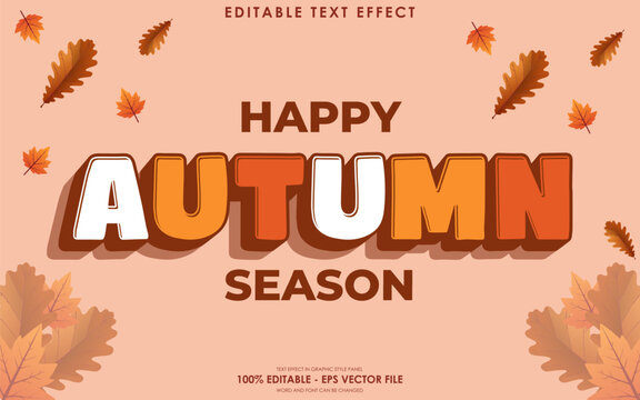 Editable happy Autumn season 3D text effect