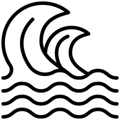 Ocean Wave icon, Black And White Outline Icon Symbol