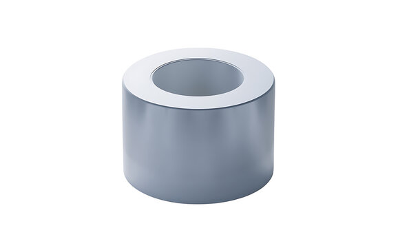 Simple cylindrical metal spacer with a hole in the center on a white background