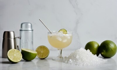 Refreshing Margarita cocktail with fresh limes and ice, Summer cocktail