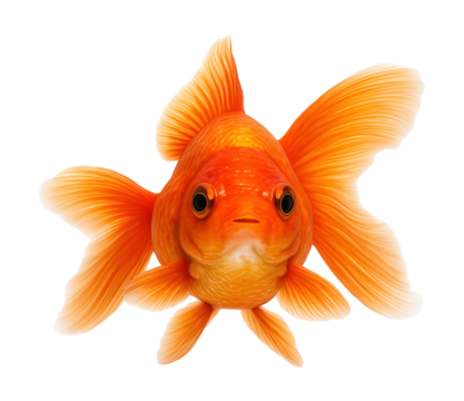 Goldfish with round body and flowing orange fins and tail
