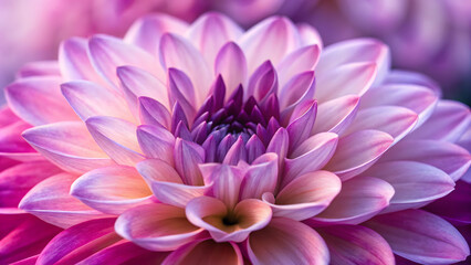 Obraz premium Ombre dahlia blossoms in shades of purple and pink during bright daylight