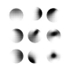 Halftone Dots Abstract Circles in Black and White