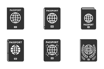 Set of passport icon silhouette on white background. Vector illustration.