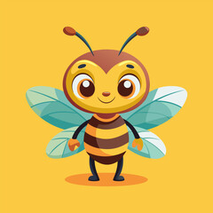 Fototapeta premium Adorable Cartoon Bee Illustration - Cute Honeybee Character Design