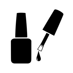 nail polish vector A black nail polish bottle with an open brush and a dripping drop icon on transparent background , no background