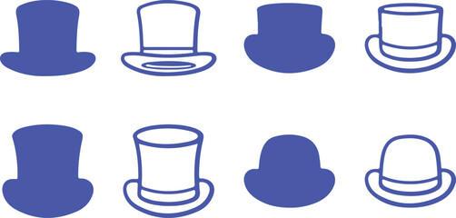 Vintage Hat Vector Set – Gentleman, Classic, Retro, Fashion, Style, Formal, Accessory, Icon, Silhouette, Dapper

