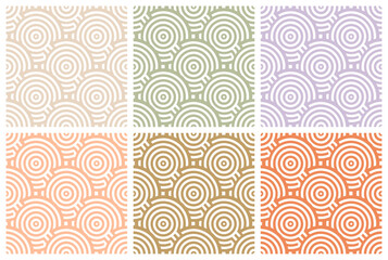 Abstract geometric seamless pattern set in pastel colors collection for design