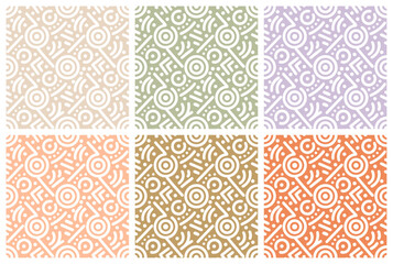 Abstract geometric seamless pattern set in pastel colors collection for design