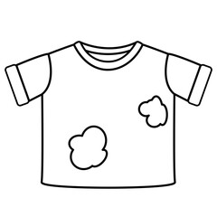 Dirty t-shirt icon with black line. Vector illustration eps10 illustration. Linear sign of soiled clothes with stains in flat style. Design of online sales design on marketplaces