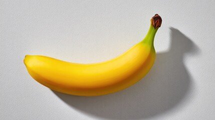 Minimal banana still life with shadow cast from top down, space included for overlay