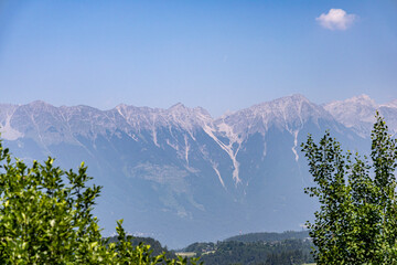 Alpine mountain landscape. Mountain peaks Alps, Tyrol Austria
