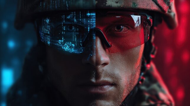 Military training simulation virtual combat zone digital art high-tech environment close-up view futuristic warfare