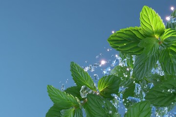 icy mint leaves swirling in cool wind symbolizing of fresh breath 