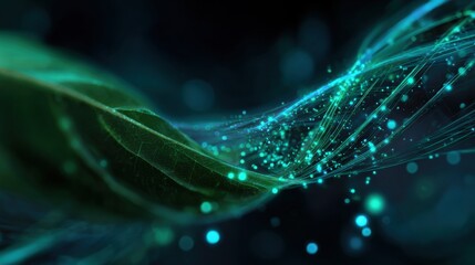 Obraz premium Nature inspired digital art abstract visualization dynamic flow dark background futuristic concept