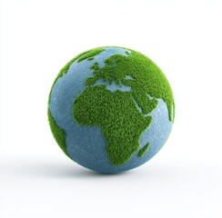 A conceptual earth image showcasing green continents and blue oceans, symbolizing environmental awareness, ecological balance and sustainable planet