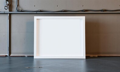 A stark white frame a blank canvas ready for your creative masterpiece rests against the backdrop of an industrial-chic backdrop its edges softened by the subtle glow of metal and concrete  profession
