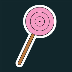 Pink Lollipop Vector – Sweet Candy Illustration with Stick for Kids and Dessert Designs