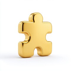 Obraz premium A shiny golden jigsaw puzzle piece symbolizing problem solving and connection, highlighting the importance of teamwork and strategic thinking