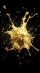 Golden liquid splash against a black background.