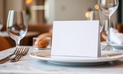 A minimalist menu card its elegant design featuring clean lines and a muted color palette is presented on a pristine modern table setting ready to entice patrons with its culinary promises  profession