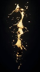 Golden liquid splash against a black background.
