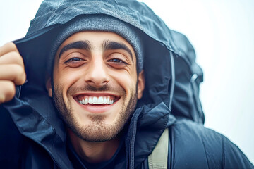 Young Man Smile Camera Taking Selfie Photo In Winter Snow Forest Guy Outdoors Walking White Park