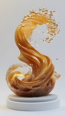 Abstract liquid splash design on a pedestal.