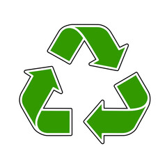 Obraz premium green recycling symbol white black stroke transparent background recycle icon
