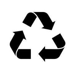 Black recycling symbol white outline transparent background recycle icon