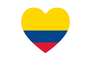 Heart shape Colombia flag with white color outer frame in transparent background
